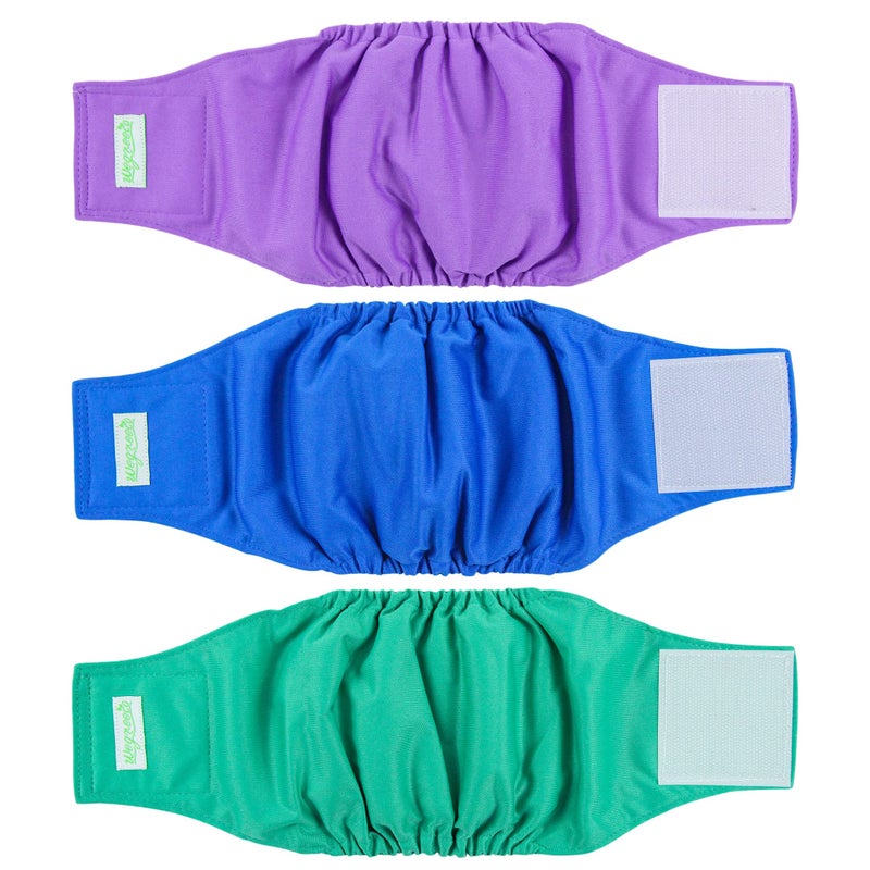 Wegreeco Washable Dog Diapers - Washable Male Dog Belly Wrap- Pack of 3 - (Blue,Green,Purple,Small) - Image 1